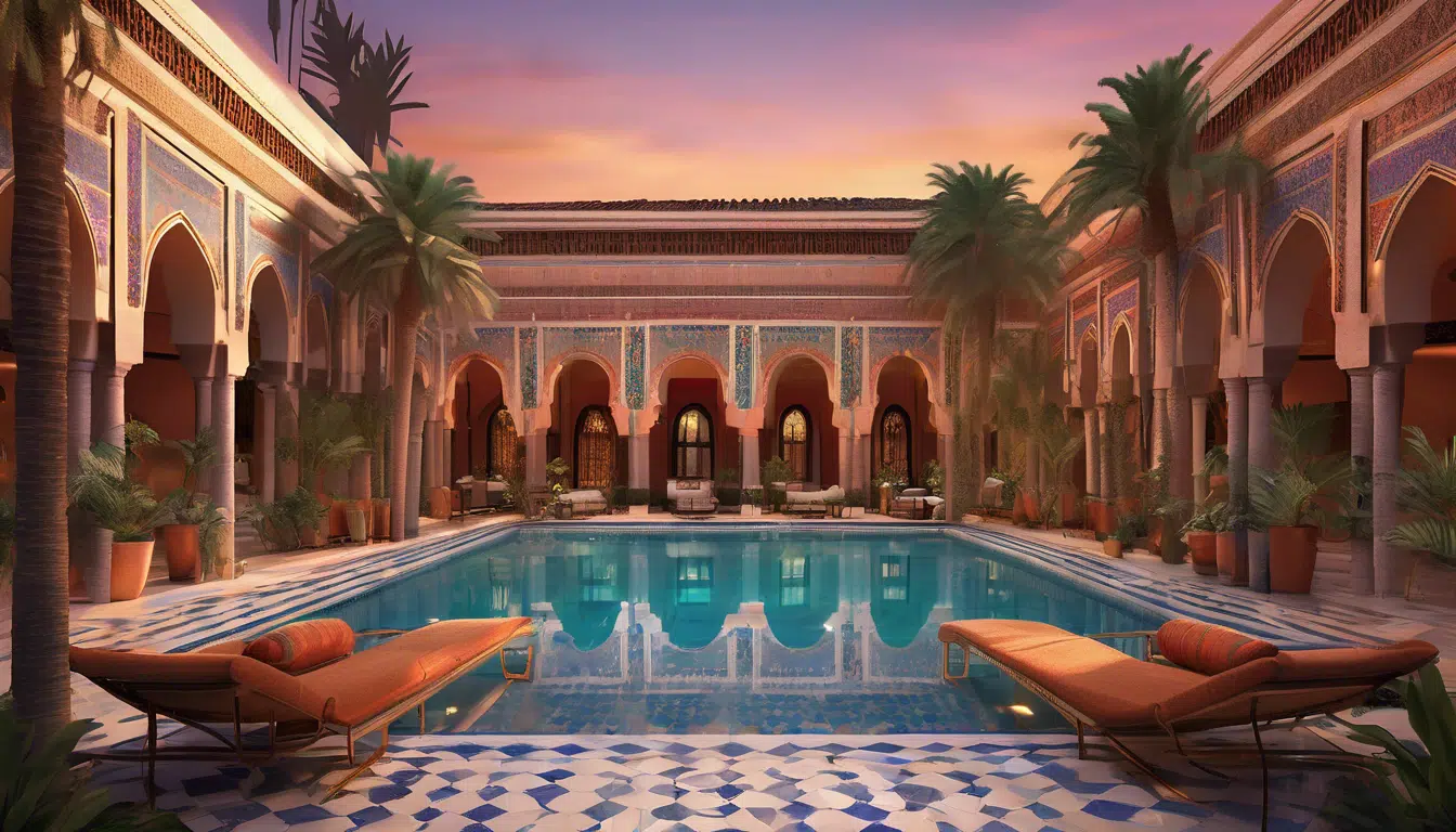 découvrez notre sélection d'hôtels à marrakech avec piscine, alliant confort, luxe et charme marocain. profitez d'un séjour inoubliable au cœur de cette ville fascinante tout en vous détendant au bord d'une magnifique piscine.